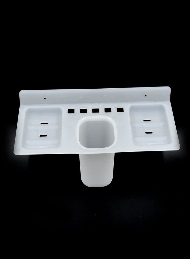 Oblivion Wall Mounted Plastic 4 in 1 Double Soap Dish with Mounting Screws, Tumbler and Tooth Brush Holder for Bathroom Dish Holder Organizer Rack Hanging Soap Tray for Bathroom Accessories - Image 3